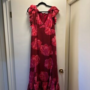 Tularosa Red and Pink Floral Maxi Dress